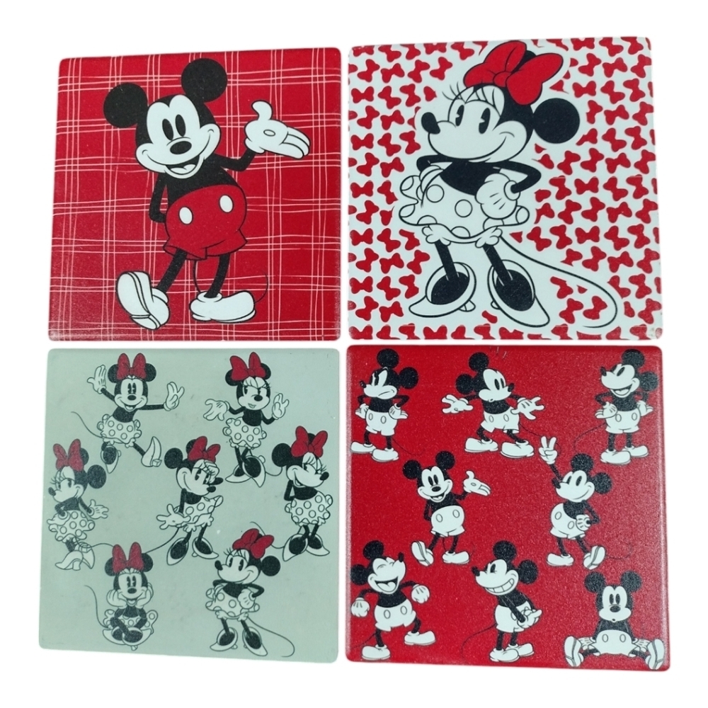 Disney Classic Mickey and Minnie Mouse‎ Set Of 4 Ceramic Coasters